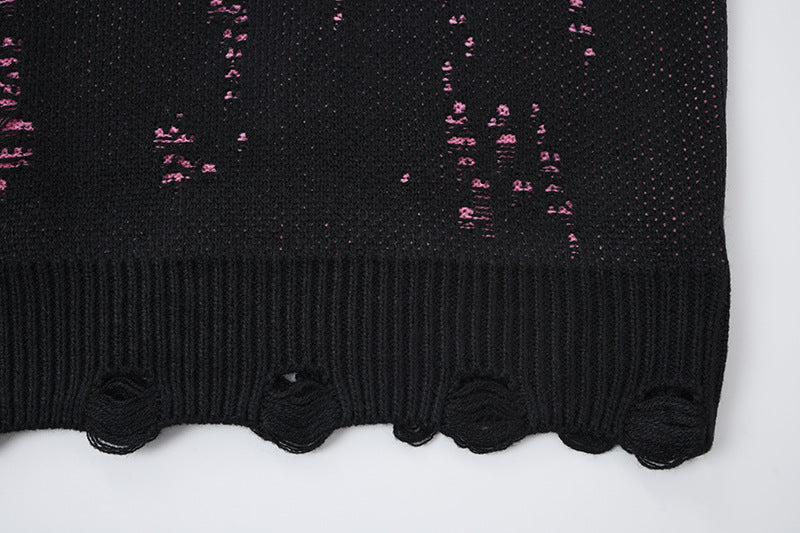 Pull en maille color block effet usé – Pull homme oversize à col rond
