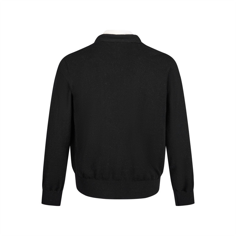 Men's V Neck Sweater Two-Tone Faux-Layered Cardigan