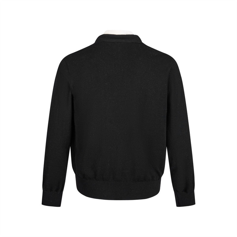 Men's V Neck Sweater Two-Tone Faux-Layered Cardigan
