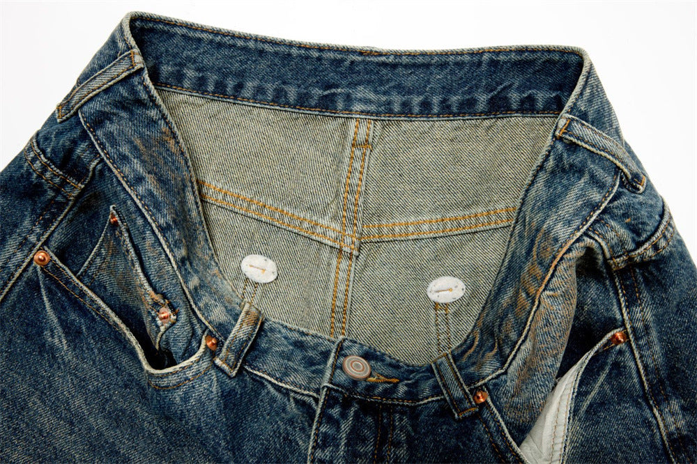 Baggy Fit Jeans Men – Distressed Vintage Wash Wide Straight-Leg Denim