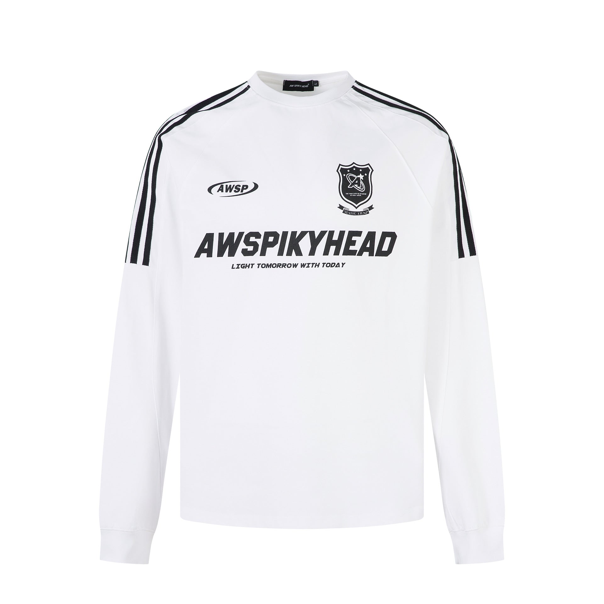 T-shirt à manches longues style football AWSPIKYHEAD – Col rond à rayures