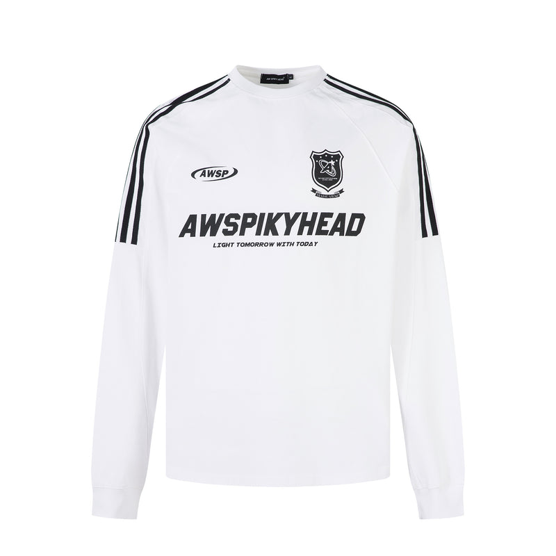 T-shirt à manches longues style football AWSPIKYHEAD – Col rond à rayures