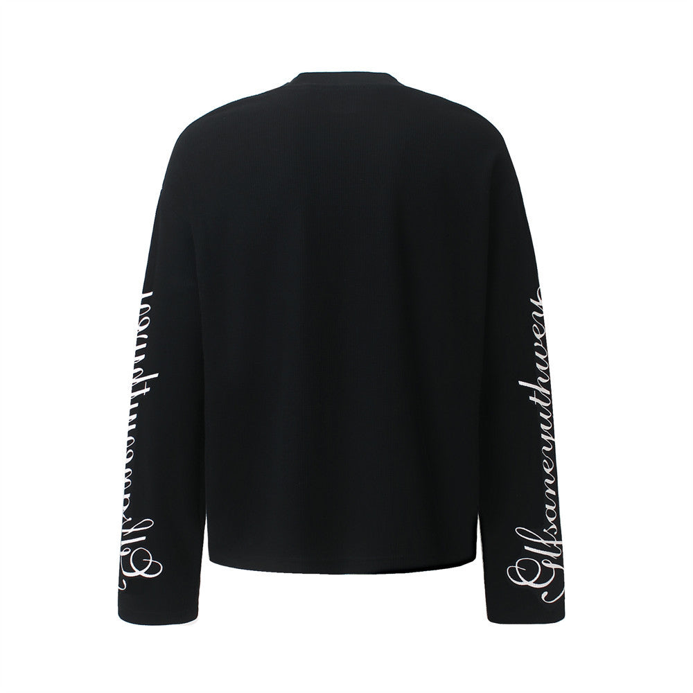 Leopard Print Long-Sleeve Shirt with Sleeve Script & Swirl Graphics