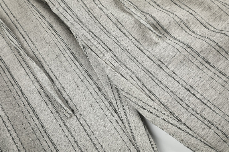 Wide-Leg Striped Trousers – Button-Fly Pleated Straight-Cut Pants