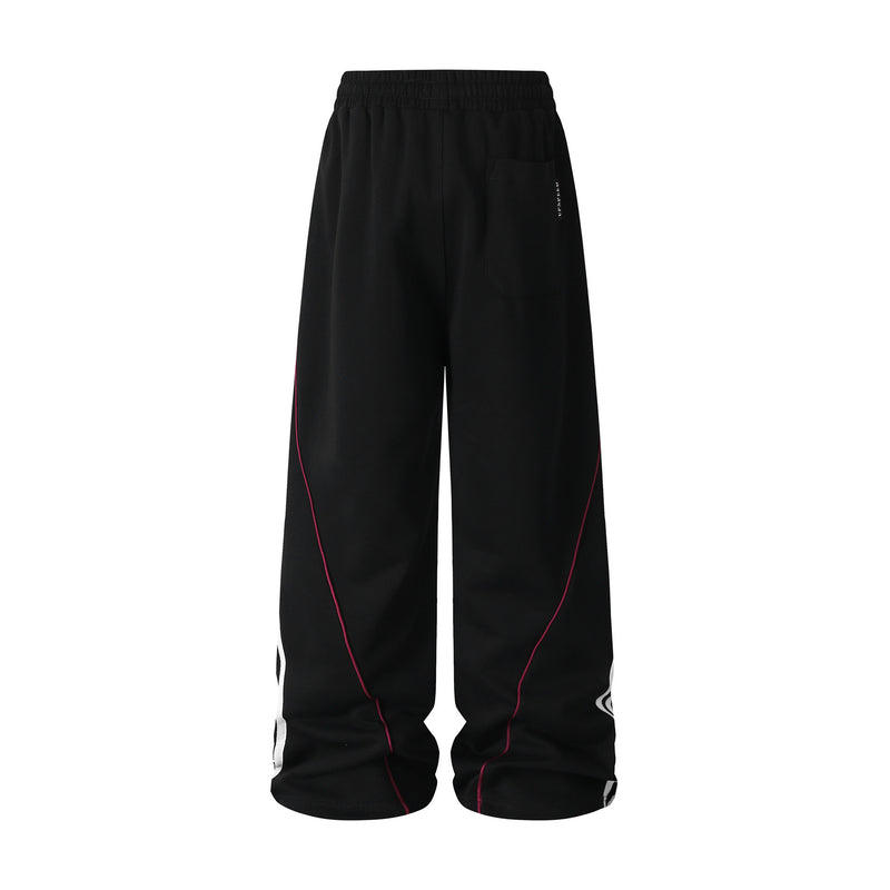 Pantalon de survêtement baggy à jambes larges avec détail rayé incurvé – Style streetwear hip-hop