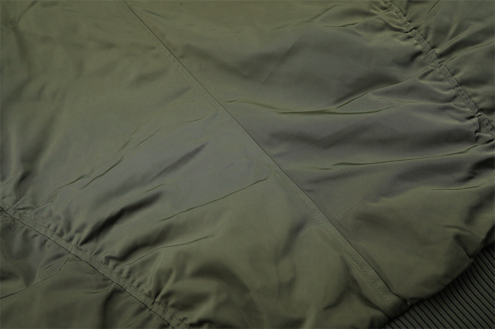 Men's Hooded Bomber Jacket with Detachable Fur-Trim Hood & Military Button