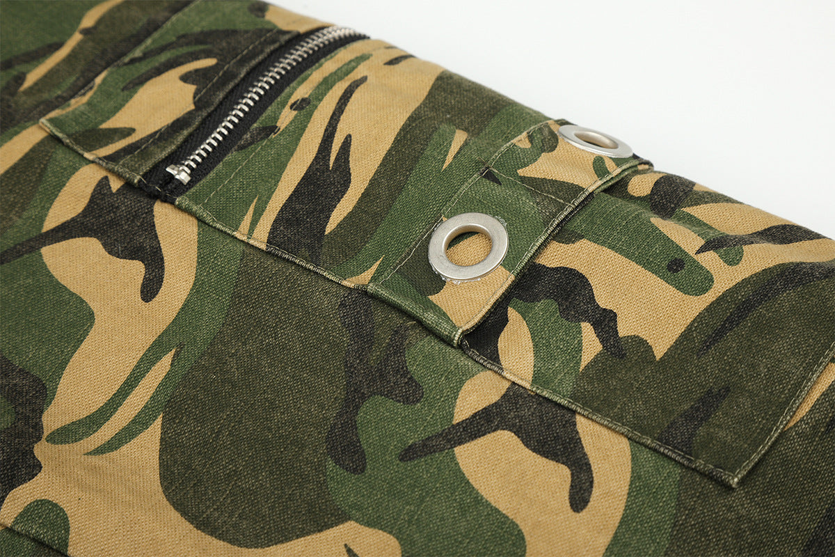 Camo Padded Bomber Jacket – Hooded MA-1 Flight Jacket with Grommet Detail
