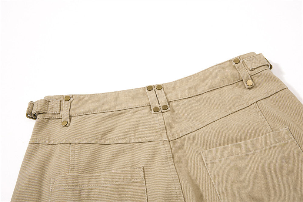 Wide-Leg Cargo Pants with Multi-Pocket Deconstructed Design