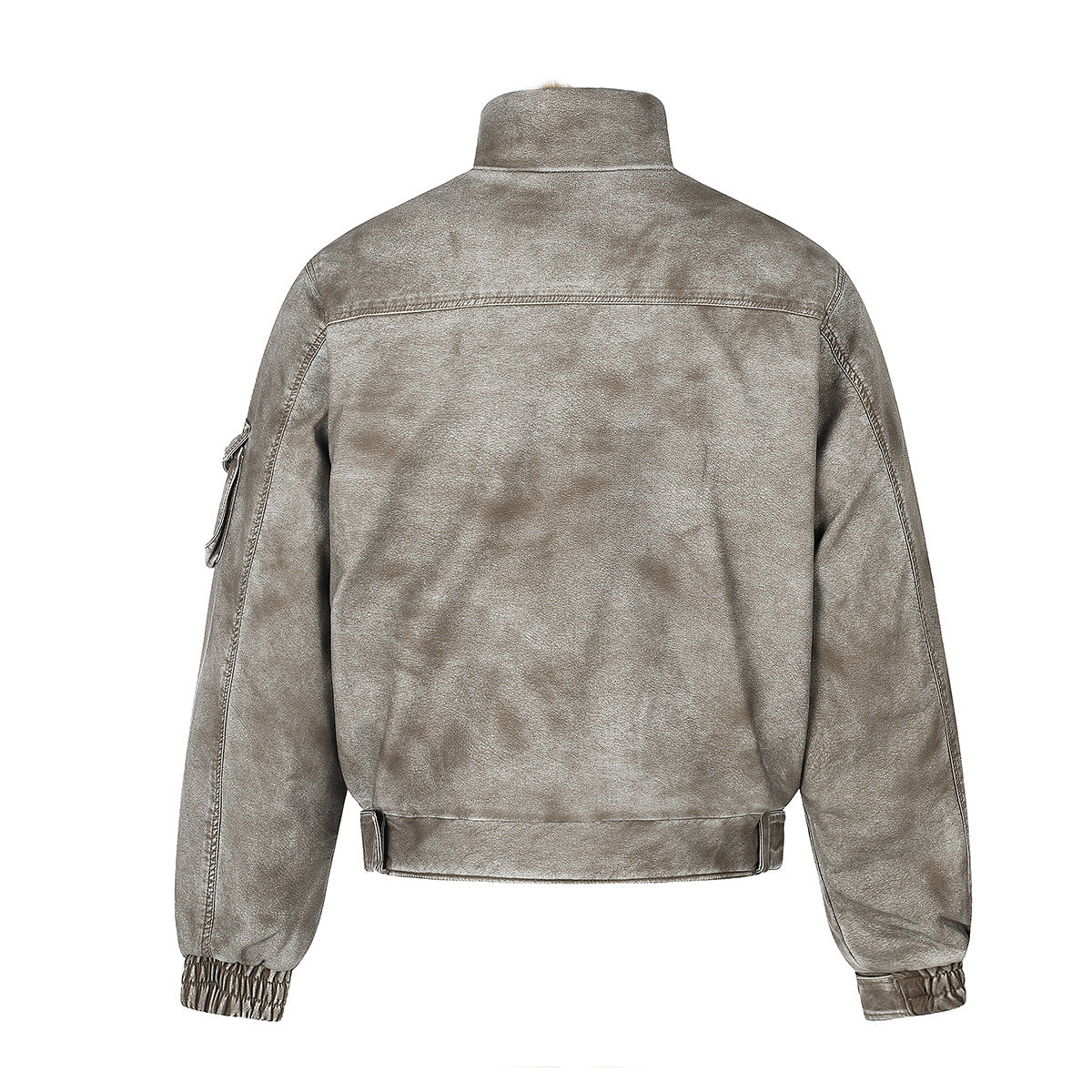 Vintage Washed Bomber Jacket with Faux Fur Collar — Oversized Padded Flight