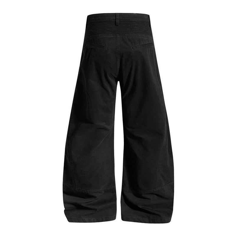 Wide-Leg Patchwork Pants – Deconstructed Arc Seam, Baggy Fit