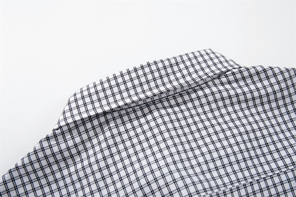 Men's Plaid Short Sleeve Shirt with Drawstring Hem | Oversized Workwear Style
