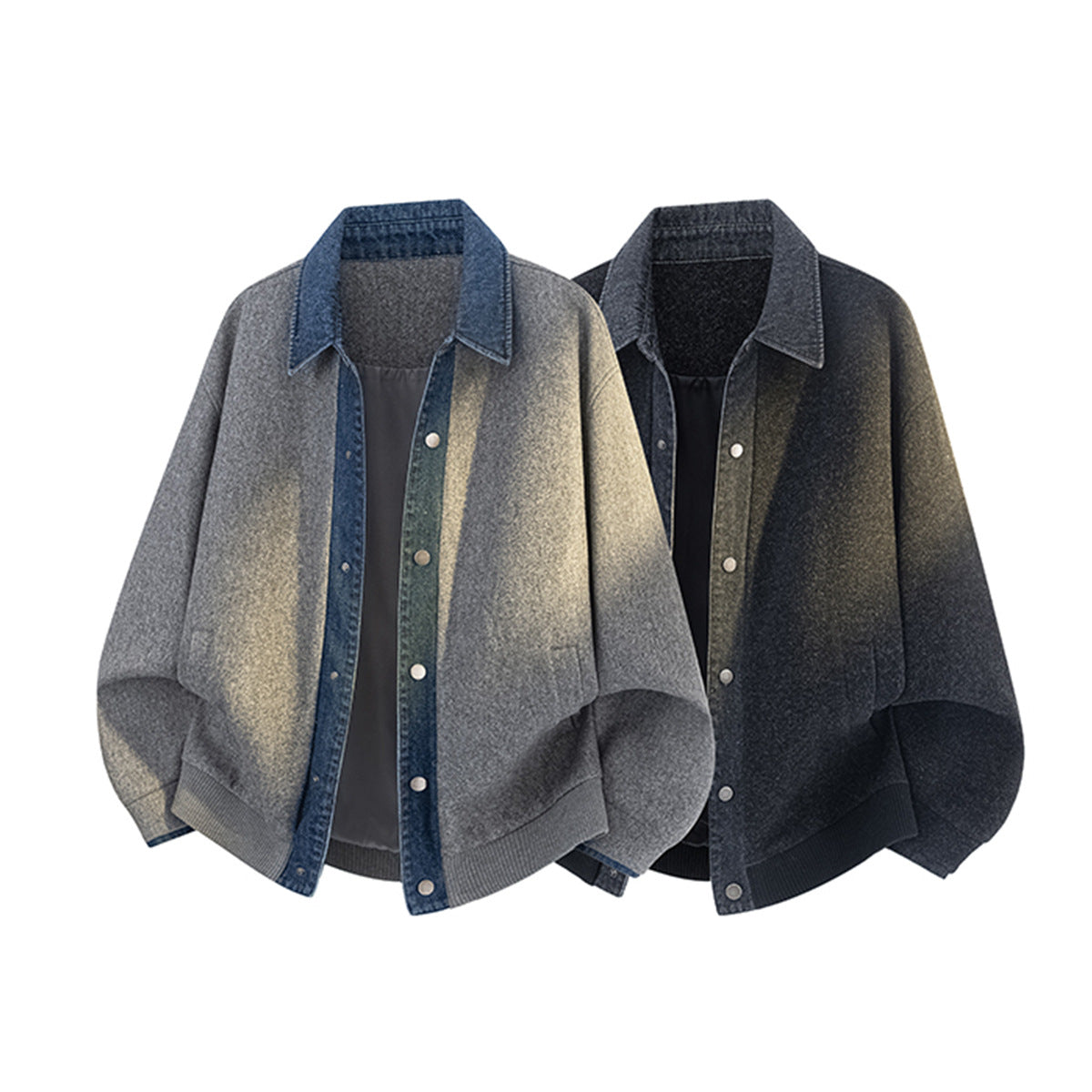 Veste boxy à boutons-pression avec col en denim – Style rétro old money