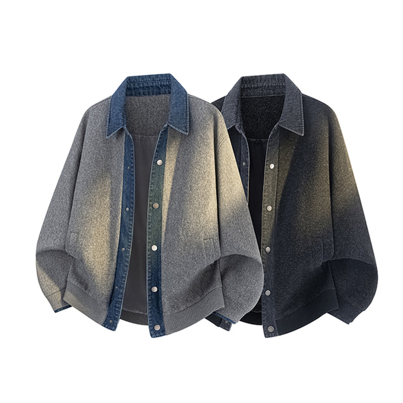 Veste boxy à boutons-pression avec col en denim – Style rétro old money
