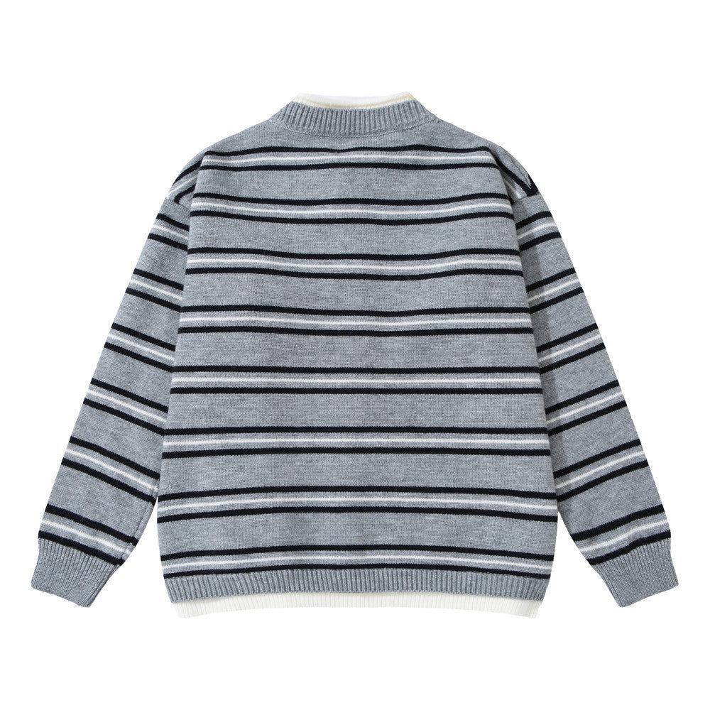 Herren-Strickcardigan mit Streifen und Knopfleiste