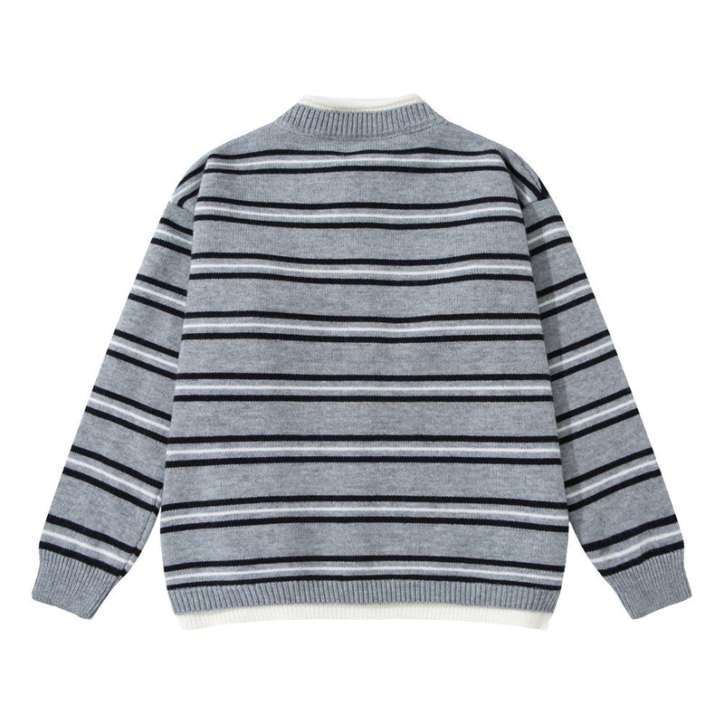 Herren-Strickcardigan mit Streifen und Knopfleiste