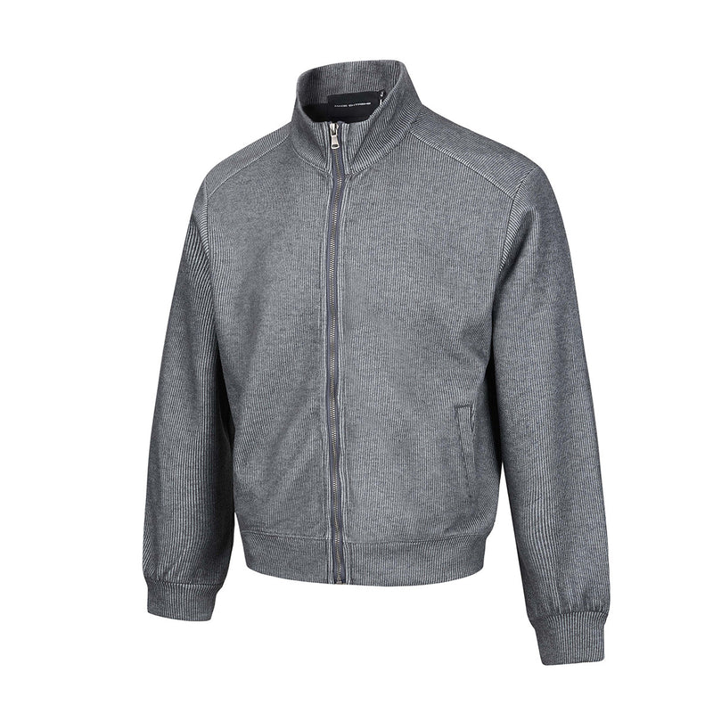Veste homme côtelée zippée à col montant – Style sportswear vintage délavé