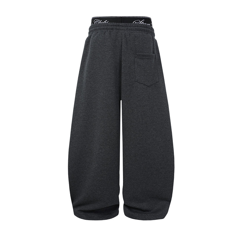 Wide-Leg Baggy Sweatpants with Fashionclub Script Print & Double-Waistband