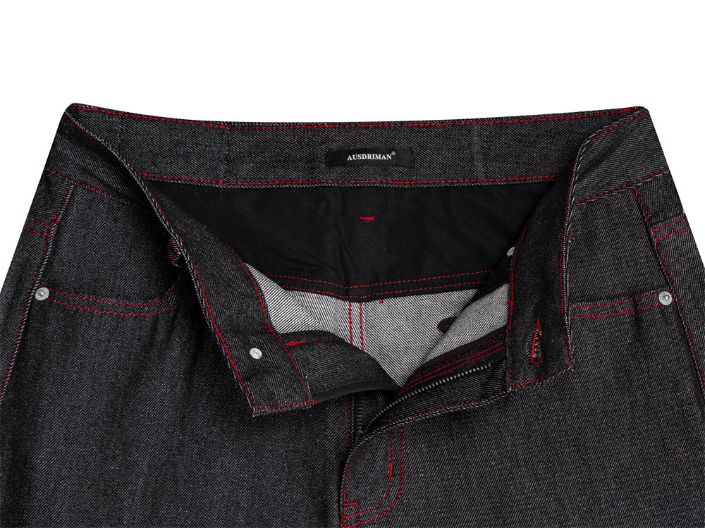 Jean noir homme bootcut avec broderie script – Denim à jambes évasées
