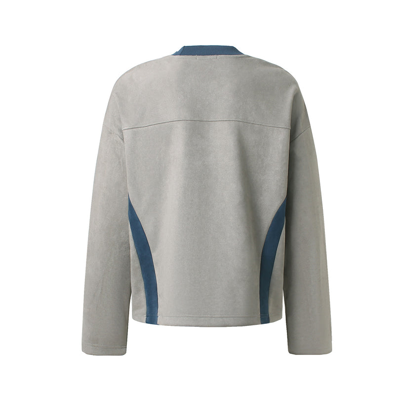 GLFS Colorblock-Langarmshirt mit wiederkehrendem Zyklusmotiv – Streetwear mit Kontrasteinsätzen