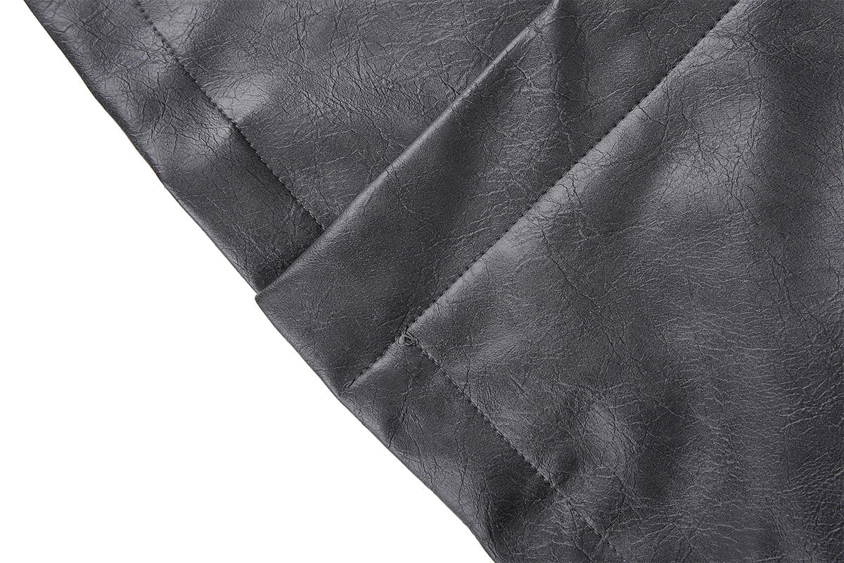 Blouson biker oversize en cuir – Style moto à col montant et poignets à boucles