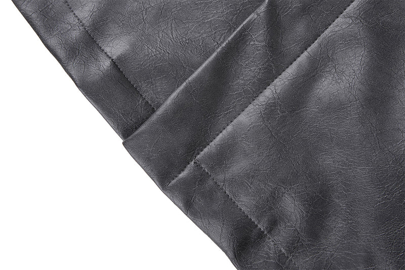 Blouson biker oversize en cuir – Style moto à col montant et poignets à boucles