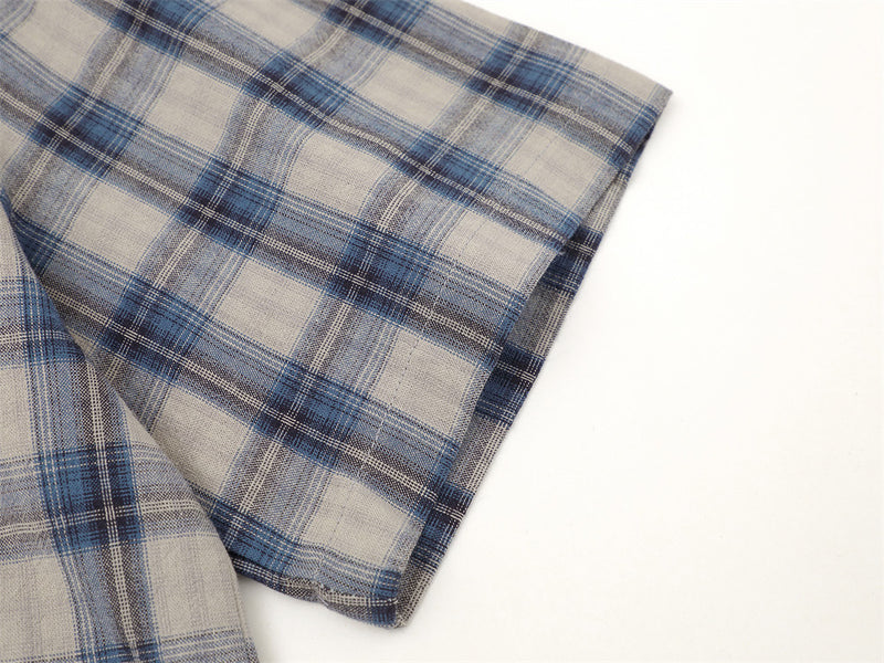 Oversized Plaid Short-Sleeve Shirt with Letter Print
