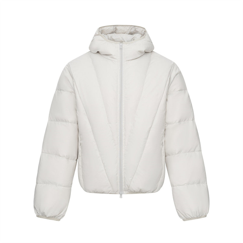 Men's Hooded Puffer Down Jacket – Oversized V-Quilt Insulated Winter Coat