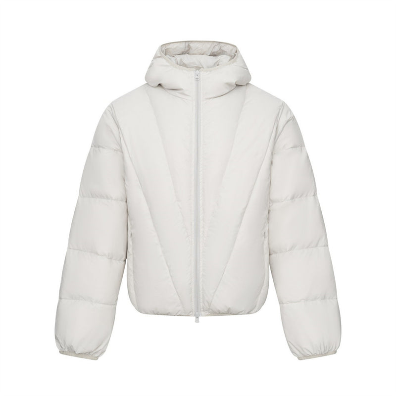 Men's Hooded Puffer Down Jacket – Oversized V-Quilt Insulated Winter Coat