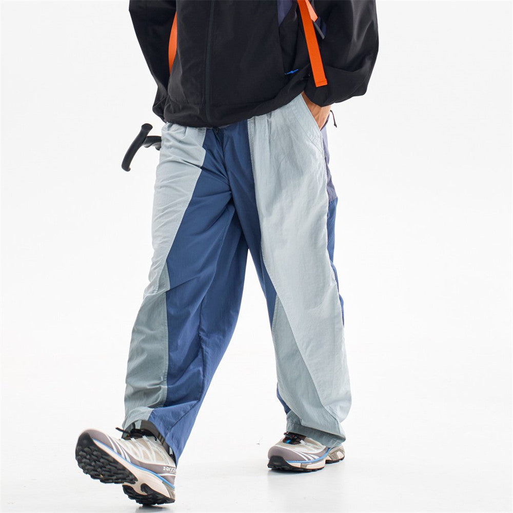 Wide-Leg Colorblock Track Pants – Relaxed Fit Outdoor Sport Trousers