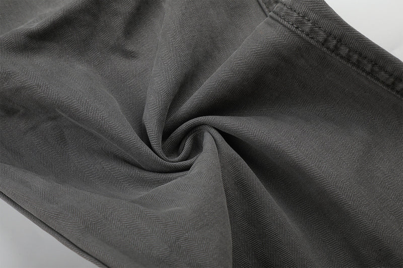 Wide-Legged Cargo Pants – Charcoal Grey Multi-Pocket Straight Leg