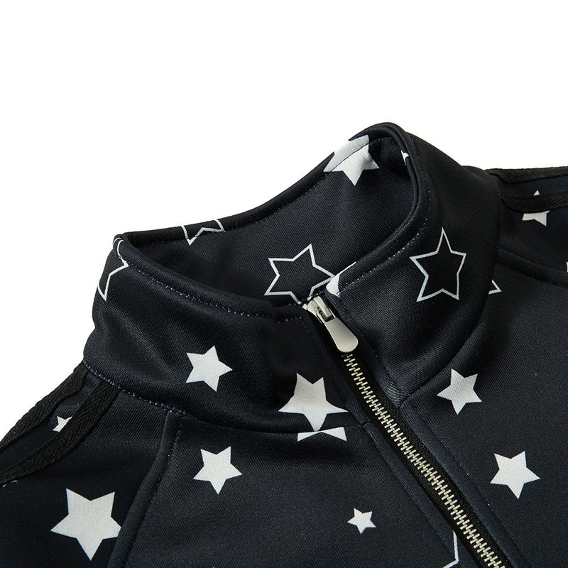 Veste zippée sportive à col montant et imprimé étoiles — Survêtement streetwear oversize