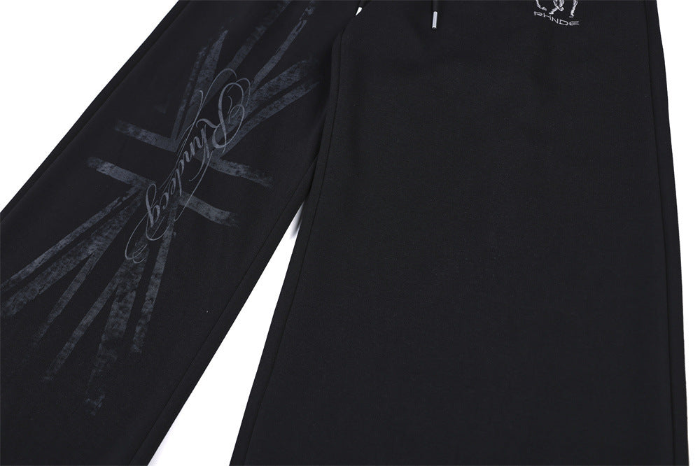 Grim Reaper Embroidered Baggy Sweatpants – Wide Leg Hip-Hop Street Pants