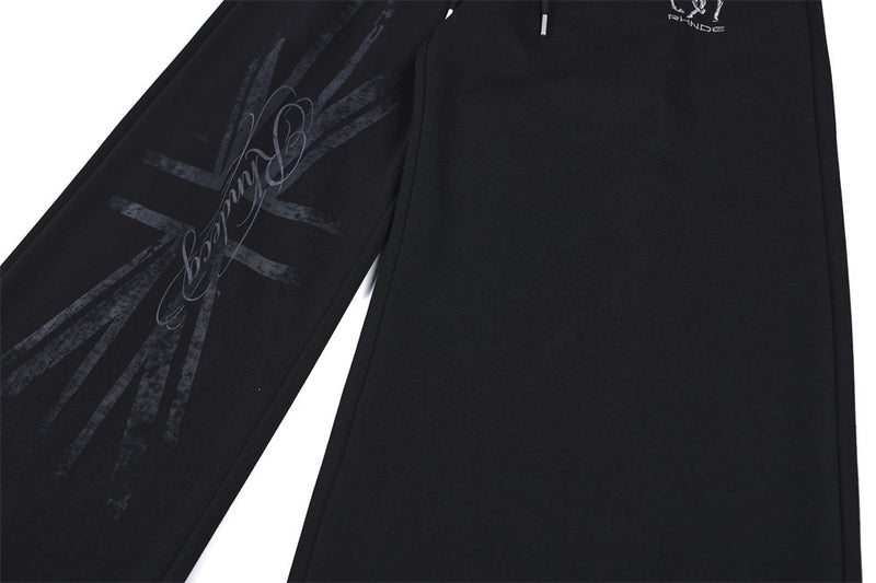 Grim Reaper Embroidered Baggy Sweatpants – Wide Leg Hip-Hop Street Pants
