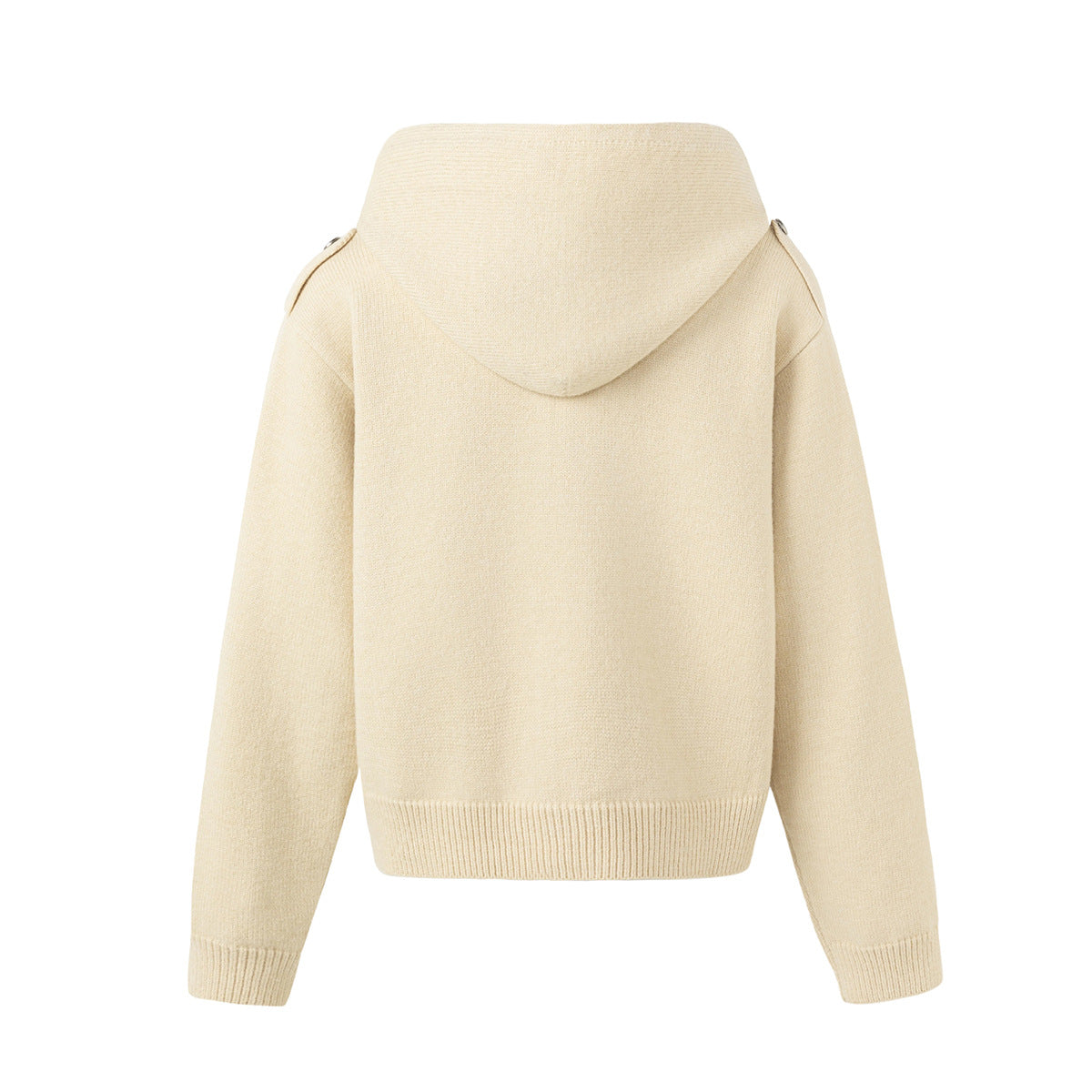 Napoleon Double-Breasted Knit Zip-Up Hoodie with Metal Buttons
