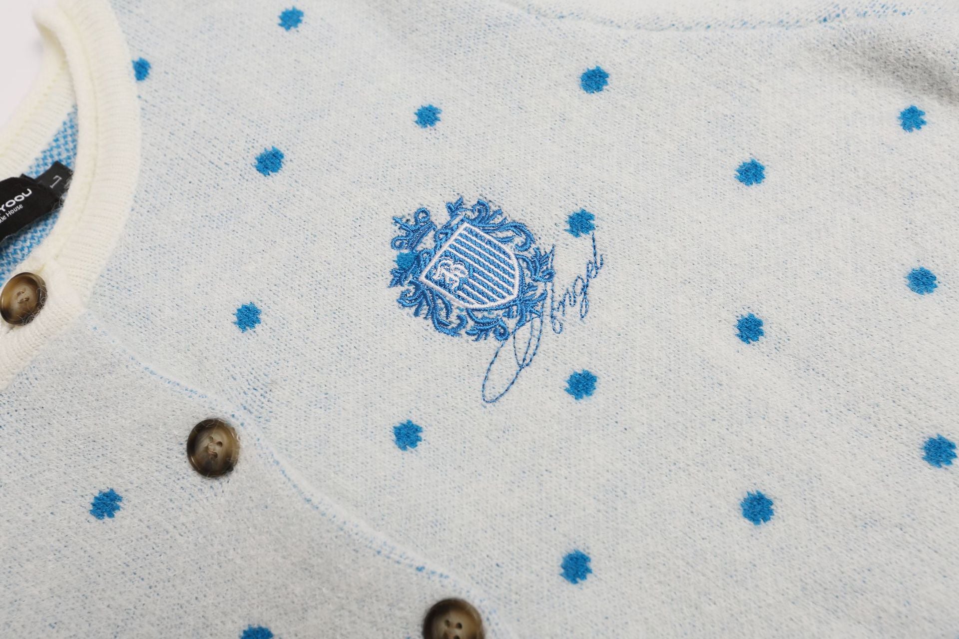 Polka Dot Knit Cardigan Sweater – Cropped Button-Up Vintage Style
