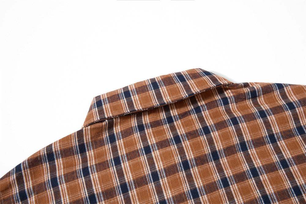 Camisa de franela de cuadros de manga larga – Camisa abotonada de corte relajado para hombre en cuadros marrones