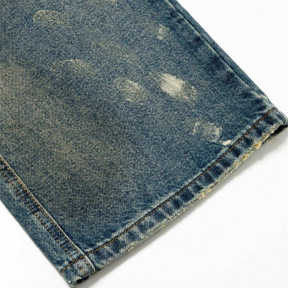 Baggy Fit Jeans Men – Distressed Vintage Wash Wide Straight-Leg Denim