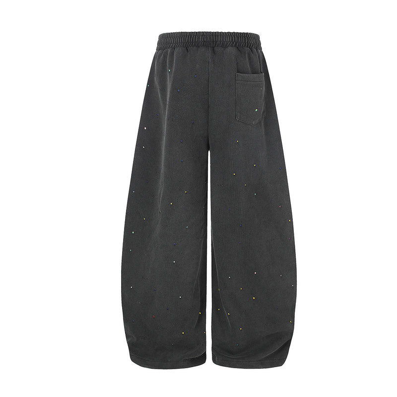 Pantalon de survêtement baggy à jambes larges, imprimé constellation d’étoiles, délavé
