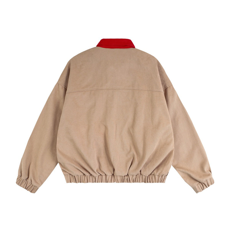 Veste Harrington rétro color block – Veste de travail zippée à col contrastant