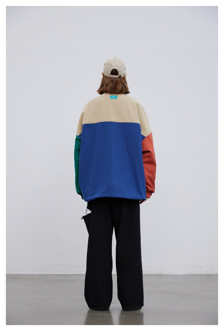 Colorblock Reversible Zip-Up Jacket — Stand Collar, Oversized Fit