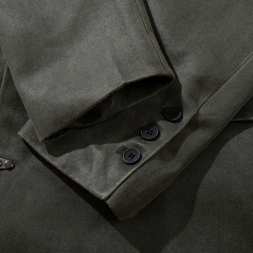 Veste blazer homme casual chic – Fermeture à boucle métallique gris-vert
