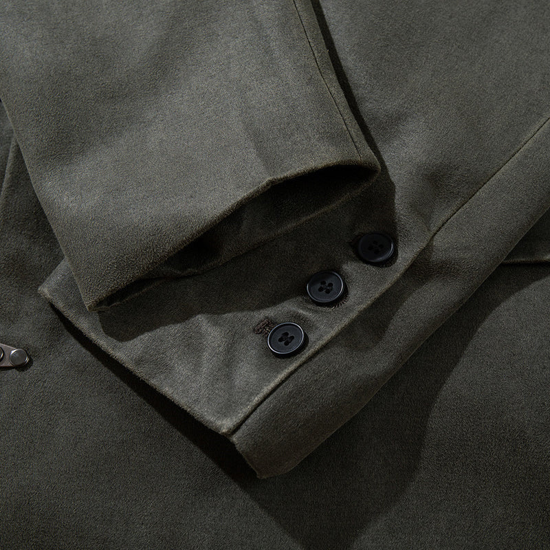 Veste blazer homme casual chic – Fermeture à boucle métallique gris-vert