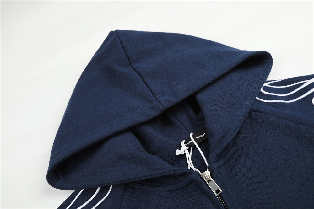 Hoodie zippé à motif script – Cardigan streetwear imprimé sur les manches