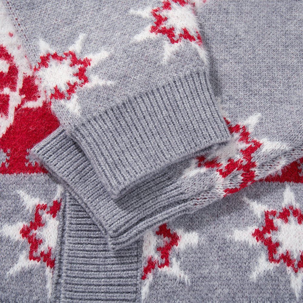 American Pattern Colorblock-Strick-Cardigan – Oversized mit Rundhalsausschnitt