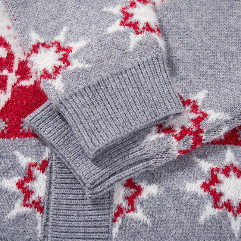 American Pattern Colorblock-Strick-Cardigan – Oversized mit Rundhalsausschnitt
