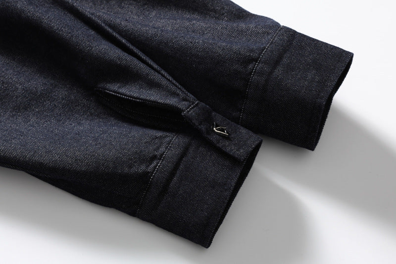 Men's Long Sleeve Button-Up Denim Shirt – Relaxed Fit Workwear Overshirt