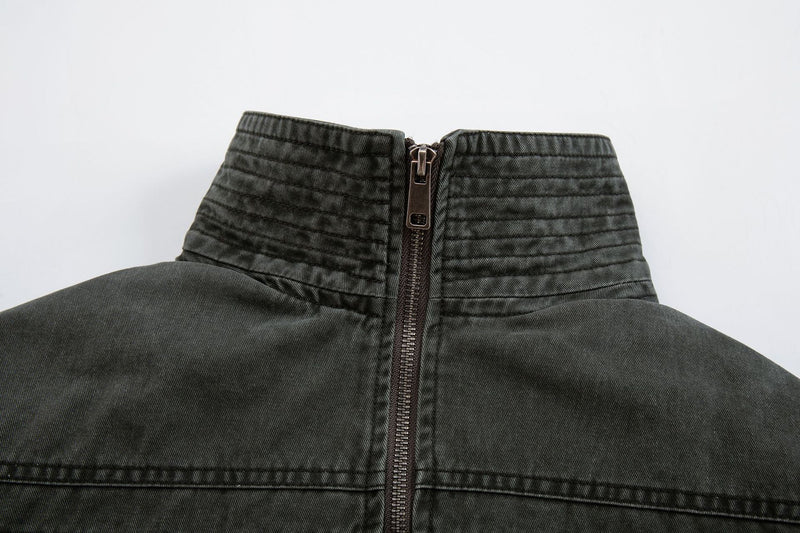 Men's Vintage Washed Moto Zip Jacket – Deconstructed Seam Detroit Style