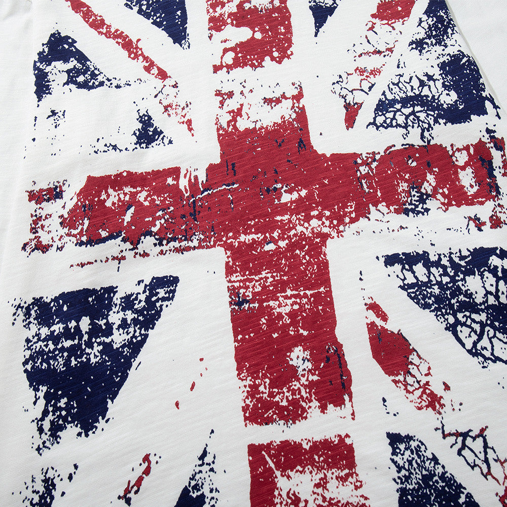 Long Sleeve T-Shirt Men's Union Jack Distressed Graphic Print – White