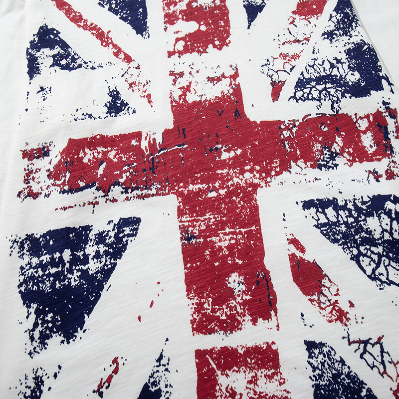 Long Sleeve T-Shirt Men's Union Jack Distressed Graphic Print – White