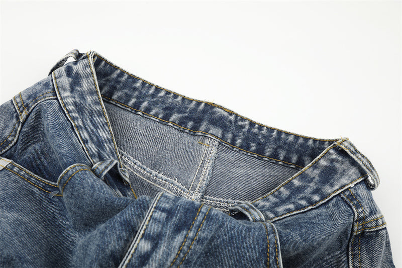 Baggy-Jeans für Herren in Schwarz – Sternprint & Wide-Leg-Denim mit drei Streifen